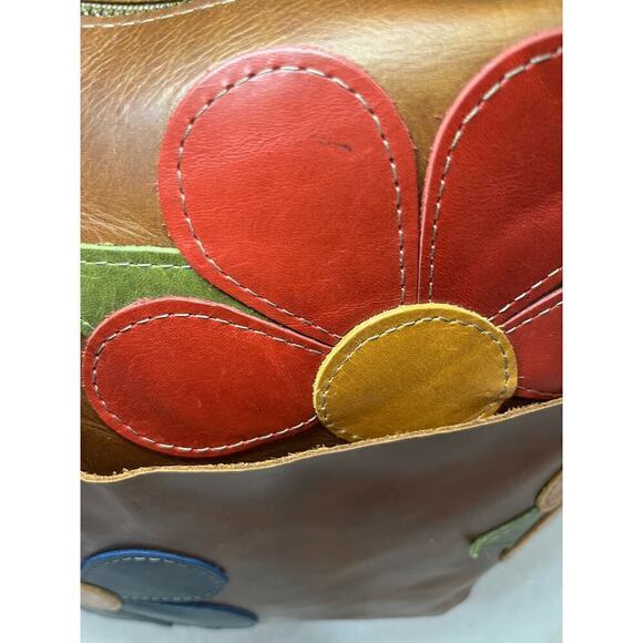New With Out Tags In Blue Handmade Marie Leather Curved Boho Bag - Picture 10 of 11